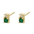 Elegante goldene Ohrringe mit rundem grünem Edelstein und klarem Zirkonia-Besatz - Stil 2 - Grün & Weiß Rund Zirkon