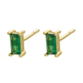 Goldene geometrische Ohrstecker mit rechteckigen grünen Edelsteinen im Micro-Pave - Stil 3 - Rechteckig Grüner Zirkon