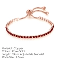 Bracciale regolabile da 4mm in rame oro rosa con eleganti pietre di zircone rosso - Oro Rosa Pietra Rossa (2,5mm) / 24cm Regolabile
