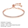 Einreihiges Kristallarmband in Roségold mit 24cm verstellbarer Kupferkette für Damen - Roségold Weißer Stein (2,5mm) / 24cm Verstellbar