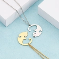 Colliers de couple en acier inoxydable avec pendentifs chat puzzle or et argent - Or/Acier (KN90120-Z)