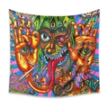 Bohemian tapestry with psychedelic acid art pattern featuring eyes and faces - GT111604-ACID Palm