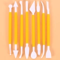 Detailed set of 8 yellow plastic sculpting tools for clay modeling and fondant crafting - OPP Bag / 8-Head Sculpting Pen / Yellow