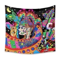Bohemian psychedelic tapestry featuring surreal female portrait and rainbow in dark room - GT111607-Rainbow Woman