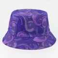 Detail of purple Van Gogh starry night pattern on a reversible outdoor bucket hat - 58cm / Purple Vortex Texture