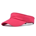 Detailed side view of a bright pink breathable cotton sun visor for outdoor beach sun protection - Rose Red
