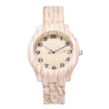 Orologio al quarzo in legno minimalista con trama in bambù e quadrante con numeri arabi - Bianco