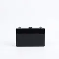 Modern black acrylic clutch bag with shiny mirror finish and silver snake chain strap - Black Silver Frame Without Chain
