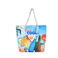 Summer canvas beach tote bag featuring Enjoy COOL print and white cotton rope handles - Cool Summer