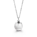 Silver chain necklace featuring a clear faceted glass crystal sphere pendant for women - Silver Chain + White Crystal
