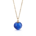 Elegante gouden ketting met een ronde blauwe kristallen hanger voor dames - Blauw (KN88997-K)