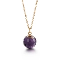 Titanium stalen ketting met gouden schakels en gefacetteerde paarse kristallen bol - Paars (KN89000-K)