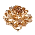 Luxurious gold crystal flower cocktail ring with multi-layer champagne rhinestones - Adjustable Open / Champagne KC Gold