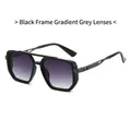 Gafas de sol aviador con montura negra de doble puente y lentes grises degradados - Montura Negra Lente Gris Degradado