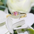 Elegant gold-plated wedding ring featuring a pink round zircon center stone and side accents - US 6 / Gold / Pink Zircon