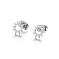 Minimalist S925 silver sunflower stud earrings with a hollow sunburst ray design - Silver