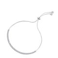 Adjustable S925 silver bolo bracelet with square pavé zircon stones and sliding bead - 925 Silver / Silver