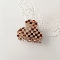 Acetate hair claw clip featuring a classic brown and cream checkerboard pattern - 4cm / Brown Checkerboard