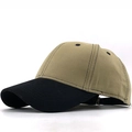 Cappellino da baseball bicolore kaki e nero con fibbia in metallo regolabile vista laterale - Regolabile / Cachi (Tesa Nera)