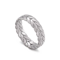 Braided texture silver stainless steel open ring for women with industrial aesthetic design - US 6 / 5mm Silver Color (KR101542-KFC)