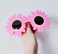 Funny pink daisy shaped sunglasses with yellow center for beach parties and selfies - Pink Sun Flower