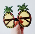 Funny pineapple shaped party sunglasses with yellow lenses and green leaf frames - Big Pineapple