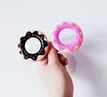 Funny donut shaped party sunglasses with chocolate and strawberry icing for photo props - Donut