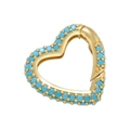 Golden heart-shaped jewelry clasp connector with turquoise beads for DIY necklaces - Gold Plated with Turquoise Zirconia