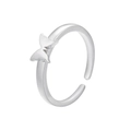 Detailed view of silver butterfly open ring with adjustable band and polished finish - Silver Butterfly