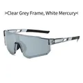 Sporty sunglasses with transparent gray frame and silver mirror lens for outdoor cycling - Transparent Grey Frame Silver Mirror Lens