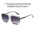 Gafas de sol de aviador cuadradas con montura gris transparente y lentes degradadas - Marco Gris Transparente Lentes Grises Degradados