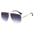 Gafas de sol sin montura con lentes degradadas violetas y patillas de metal dorado - Marco Dorado Lentes Grises Degradadas