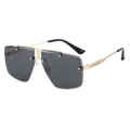 Gafas de sol de aviador sin montura con lentes grises degradadas y patillas doradas - Montura Dorada Negro Gris