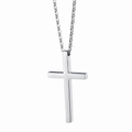 Collana con ciondolo a croce in acciaio al titanio argento lucido e catena a maglie sottile - Lunghezza della catena 60+5cm / Argento