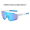 Outdoor sports sunglasses with white frame and ice blue mirrored one-piece lens - White Frame Ice Blue Mercury Lens