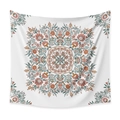 Arazzo mandala bohémien con motivo floreale arancione e ciano per decorazione pareti - 73X95CM / Tessuto Spazzolato