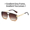 Gafas de sol de piloto retro con montura degradada gris y lentes marrones degradadas - Montura Gris Degradado Lentes Té Degradado