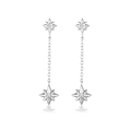 Pendientes de borla de estrella de plata S925 con diseño de gota de cristales - Plateado