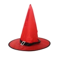 Luminous red Halloween witch hat with black strap and silver buckle on white background - One Size / Non-glowing Silver Buckle Red