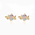 18K gold-plated butterfly and flower stud earrings with iridescent opal stones - Butterfly Floral Shape (EH00571)