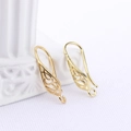 Detail of gold-plated hollow leaf earring hooks with zircon and hanging loop for DIY - Hollow Leaf Style (Gold)