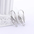 Silver hollow leaf earring hooks with cubic zirconia for DIY jewelry making - Hollow Leaf Style (Silver)