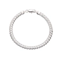 Poliertes silbernes Metallarmband für Herren mit Panzerketten-Design und Karabiner - Silber