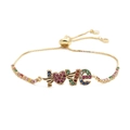 Verstellbares vergoldetes LOVE Herz Armband mit bunten Zirkonsteinen für Damen - Bunte Zirkonia Goldkette
