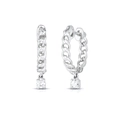 Orecchini a cerchio a catena d'argento con ciondoli in zircone bianco e stile chic - Argento