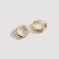 Orecchini a cerchio intrecciati in argento S925 dorato con design a onde stile retrò chic - Rame Placcato Oro/Perno in Argento 925 / Oro