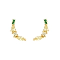 Chic S925 silver fruit stud earrings with green and yellow zircons in gold setting - Banana