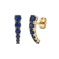 S925 silver curved geometric earrings with blue sapphire cubic zirconia stones - Arc Graduated Studs