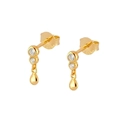 Minimalist S925 silver water drop earrings with white zircon in gold finish - Gold