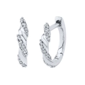 Orecchini a cerchio twist in argento con zirconi scintillanti dal design geometrico - Argento